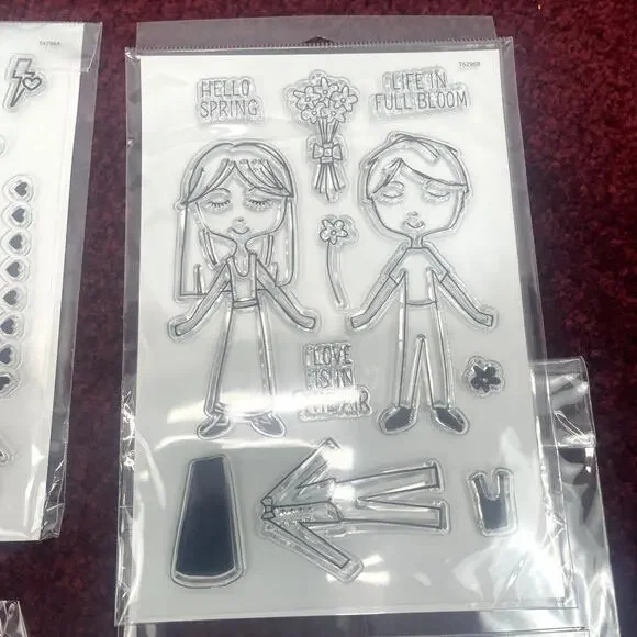 Lot 3 Kingston Crafts Stamps Dies Kits Chipboard Frames Love Paper Dolls Spring - Picture 6 of 9